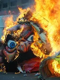 A completely burnt effigy